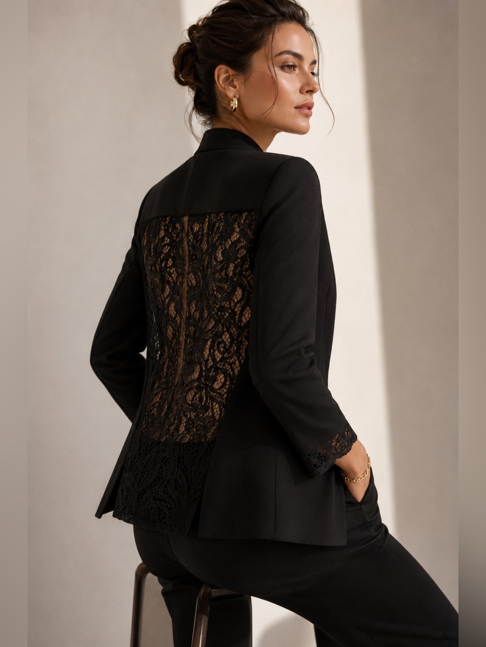 ✨ Tahari Arthur S. Levine Lace Back Blazer | Black | Size 12 ✨